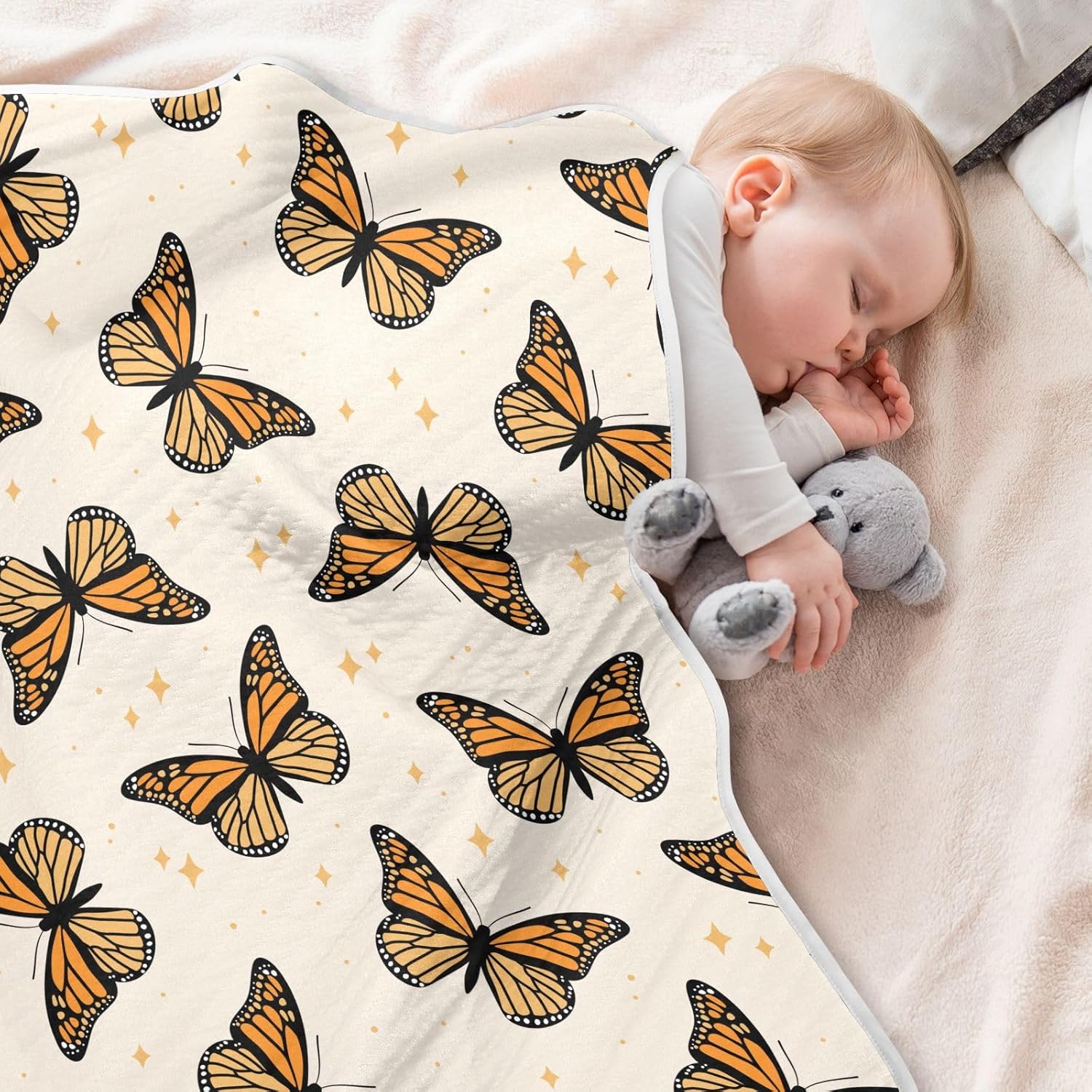 KICPOAY Swaddle Blanket for Brown Monarch Butterflies Baby Receiving Blanket