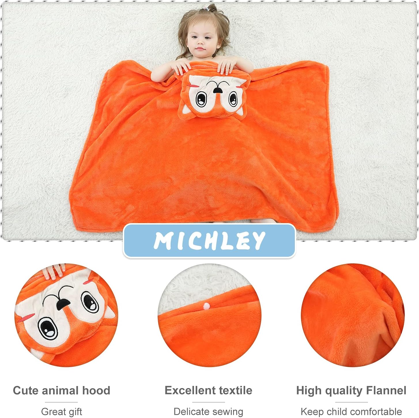 MICHLEY Baby Hooded Swaddling Blanket with Fox Design