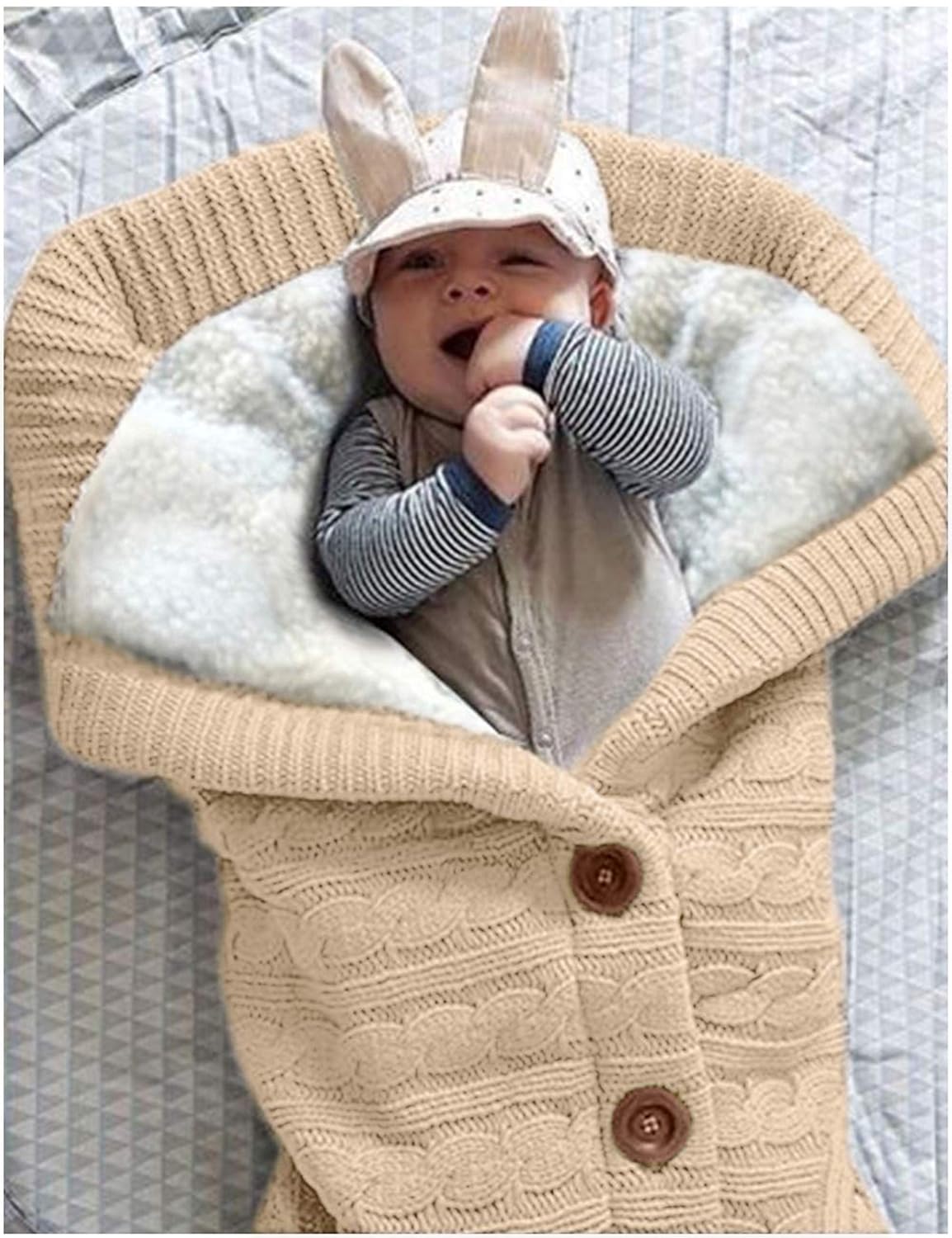 XMWEALTHY Unisex Swaddle Blanket - Thick Fleece for Newborns
