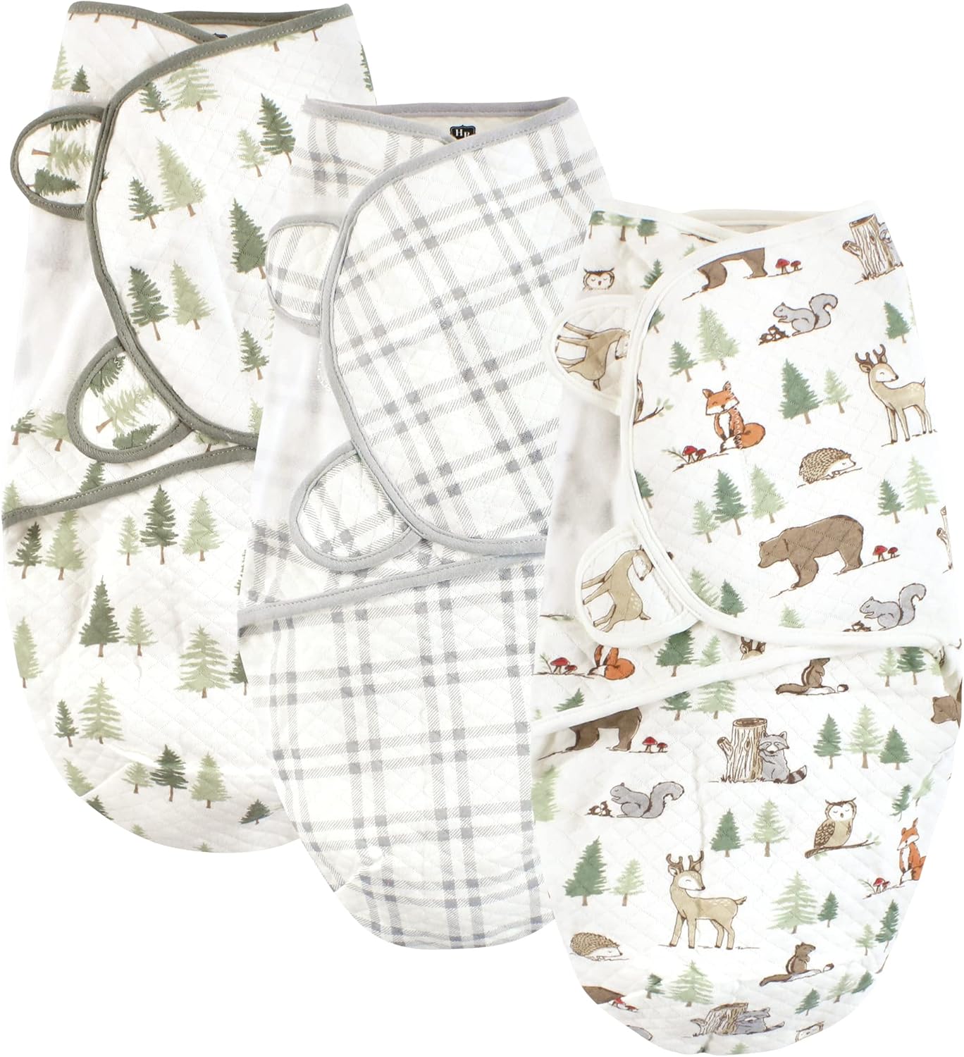 Hudson Baby 3pk Swaddle Wrap Forest Animals 0-3 Months