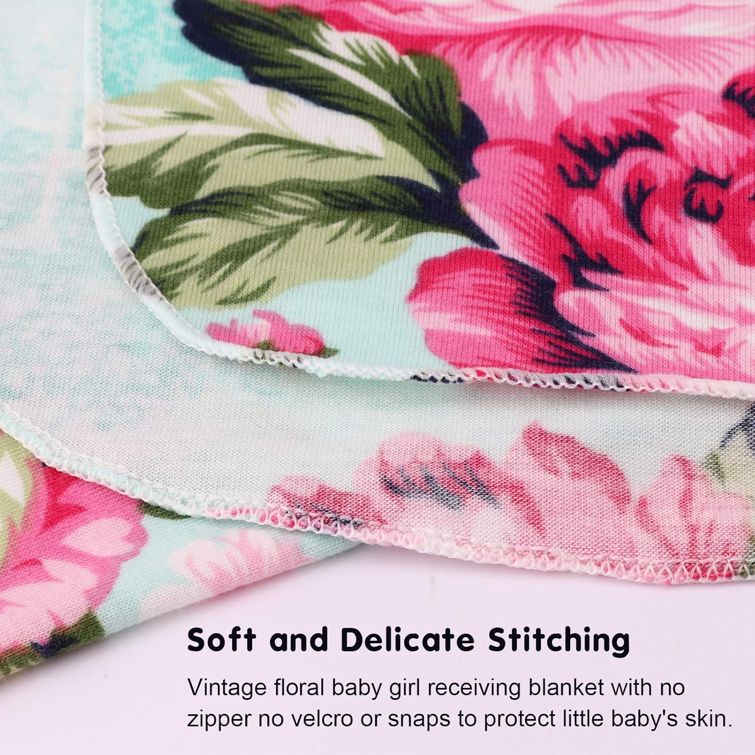 AQOKKA Newborn Swaddle Blanket with Bow Hat and Headband Set