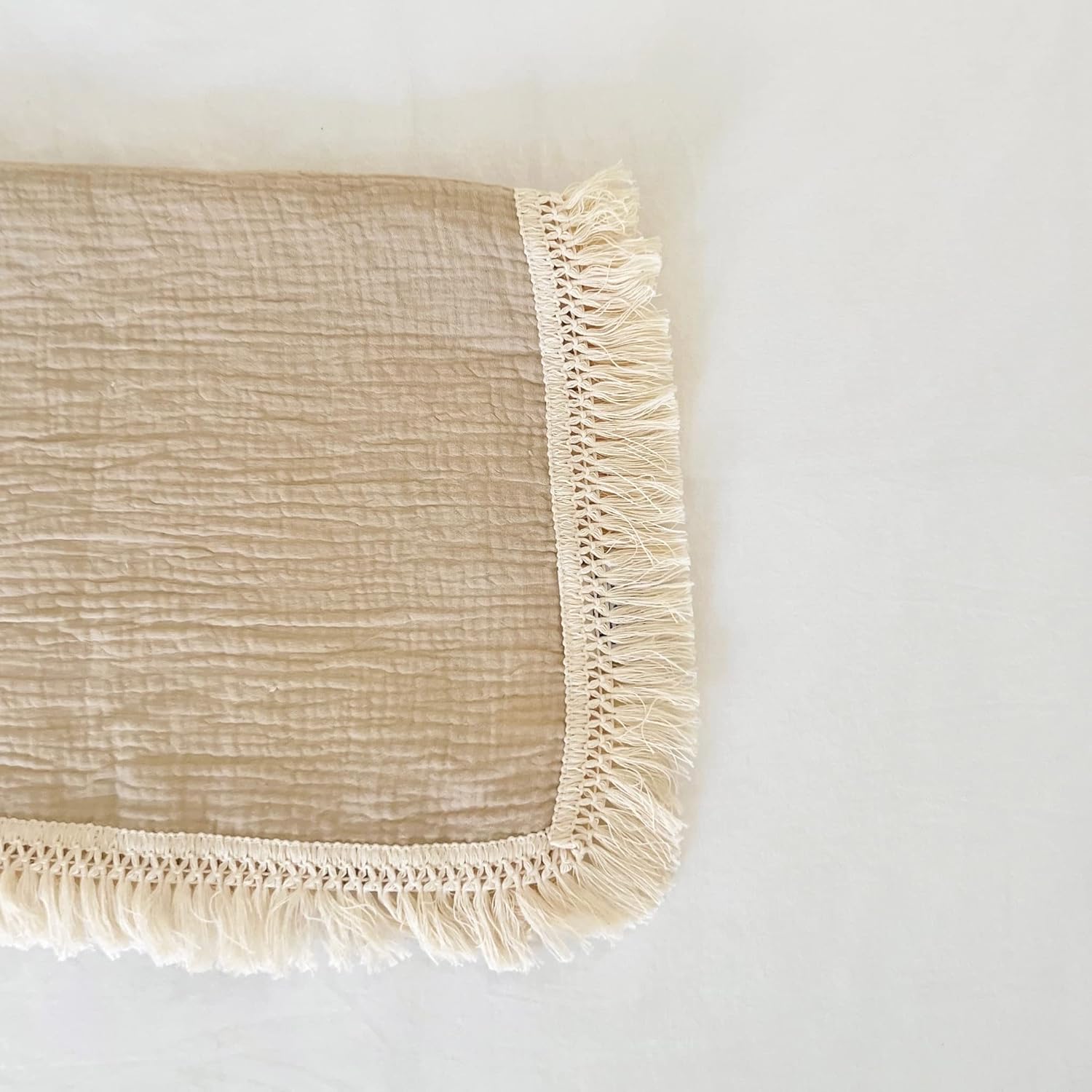 Bettrkind Muslin Swaddle Blanket with Fringe - Tan
