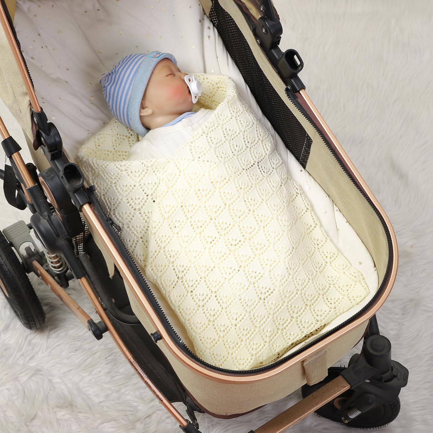 Neiwech Baby Blanket Swaddle 40x30 Inch Beige