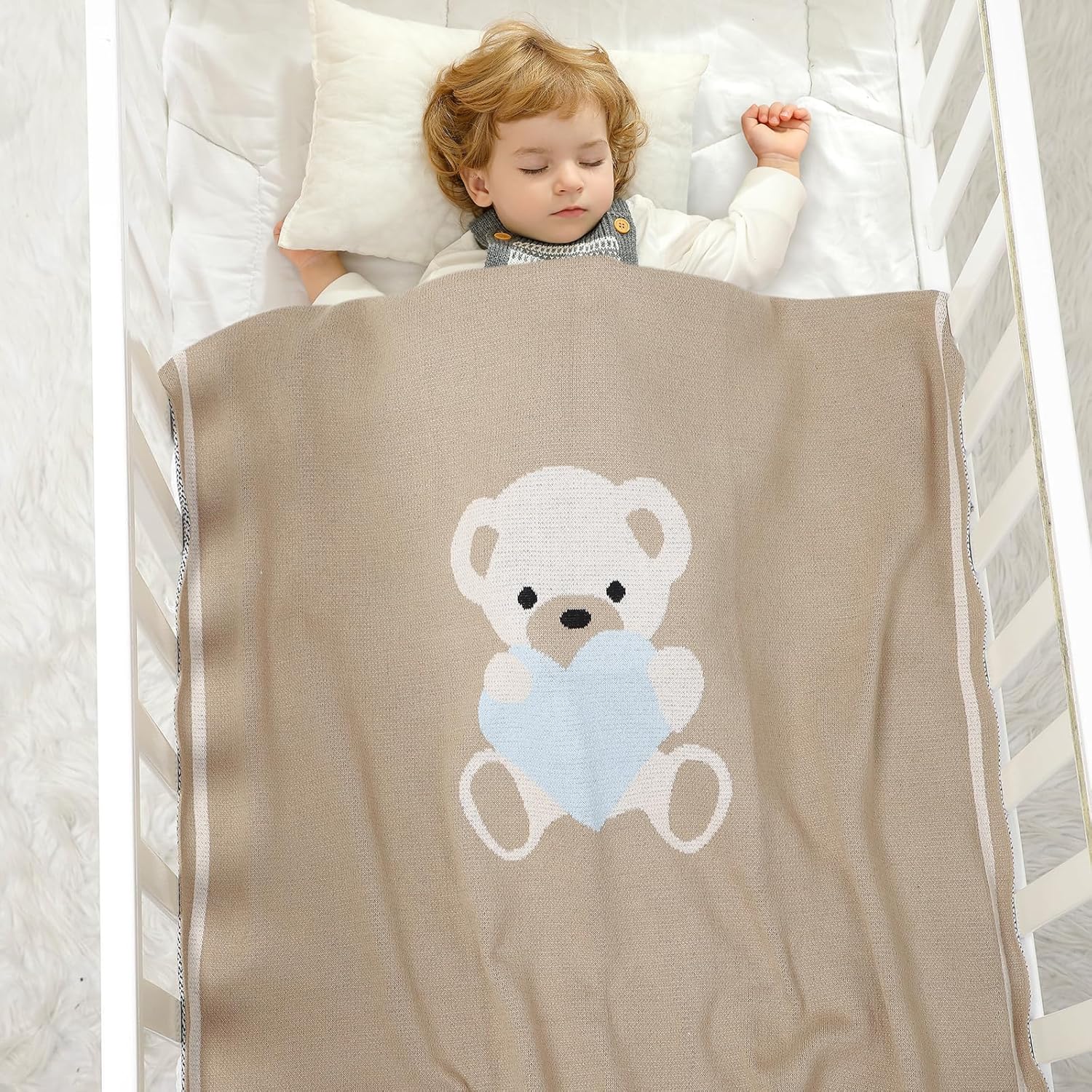 LAWKUL Soft Baby Blanket with Bear Design 40x30 Inch