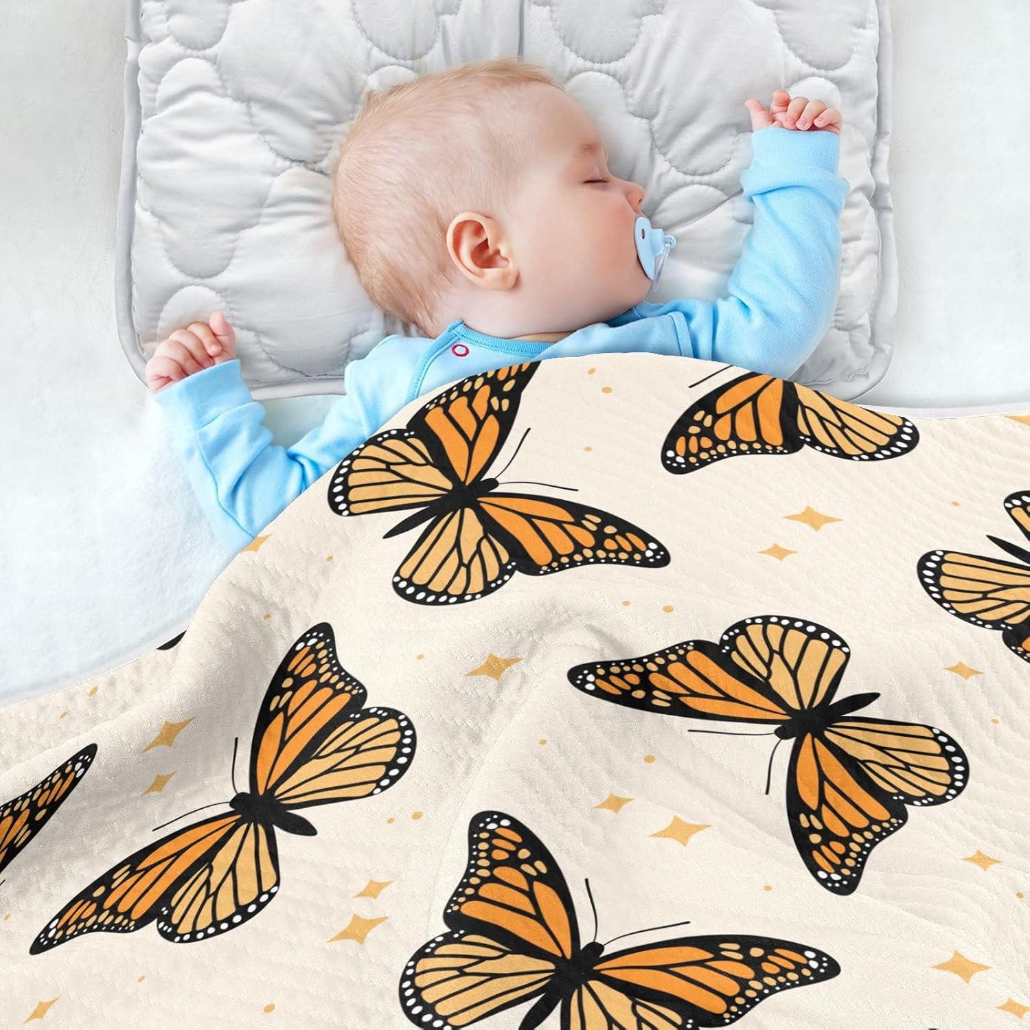 KICPOAY Swaddle Blanket for Brown Monarch Butterflies Baby Receiving Blanket