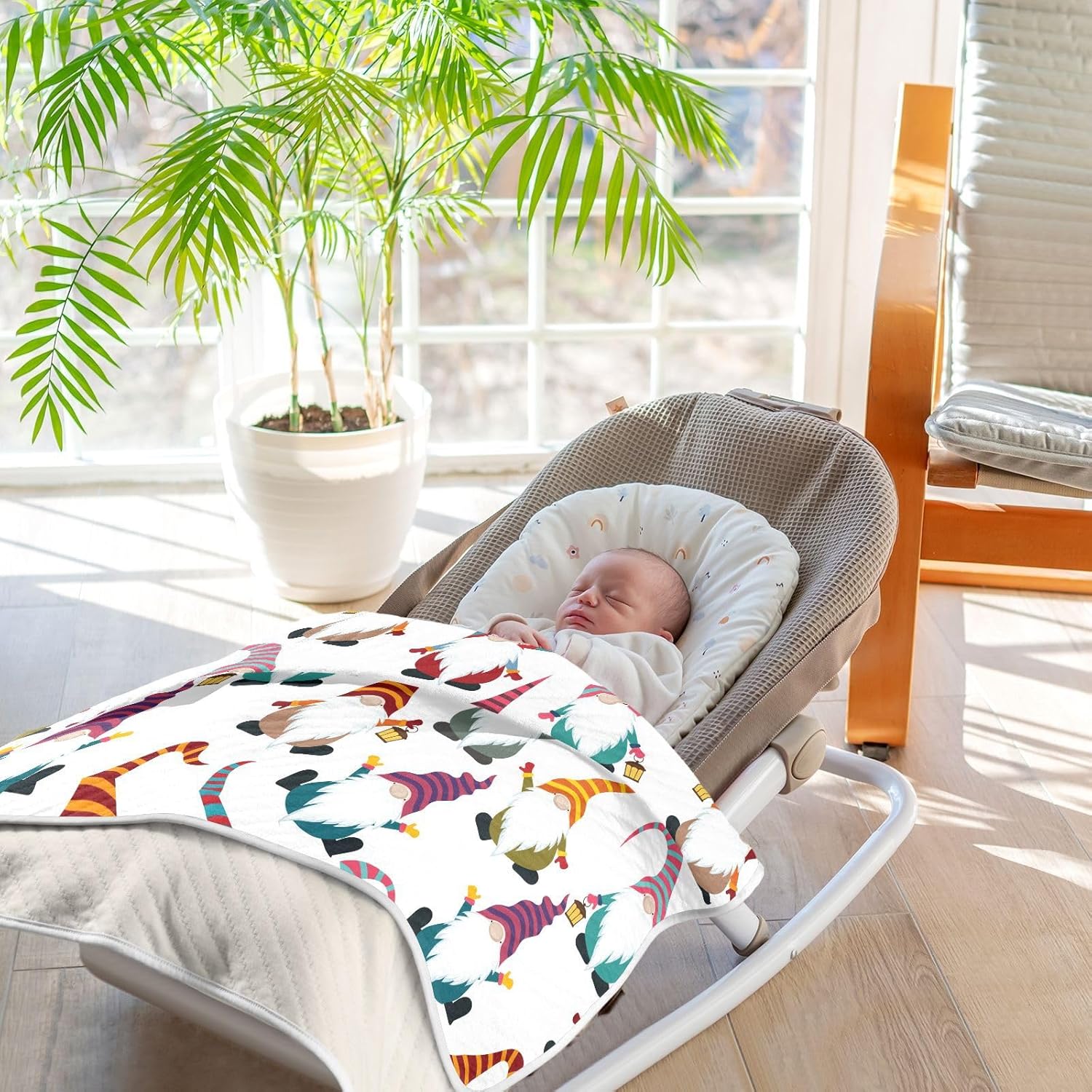 KICPOAY Soft Cotton Swaddle Blanket for Baby Gnomes 30x40 Inch