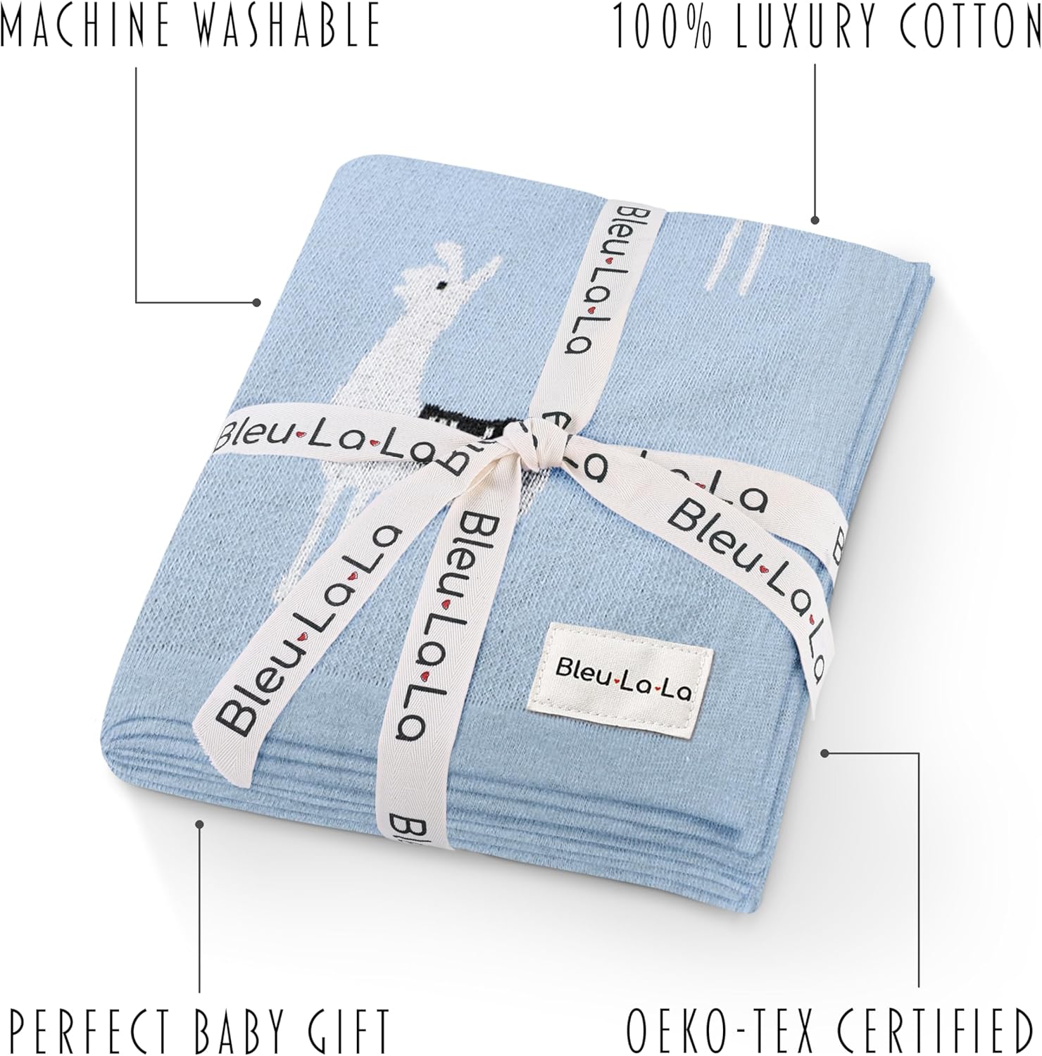 Baby Receiving Swaddle Blanket - 100 Fine Loomed Cotton Llama Pattern