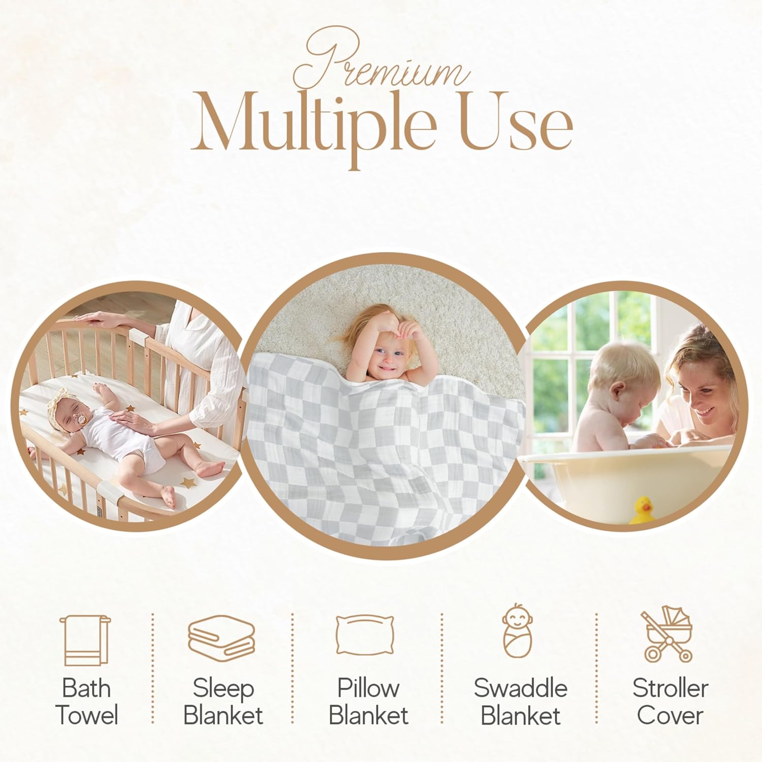Ultra Soft Muslin Baby Blanket 43x43 Inches