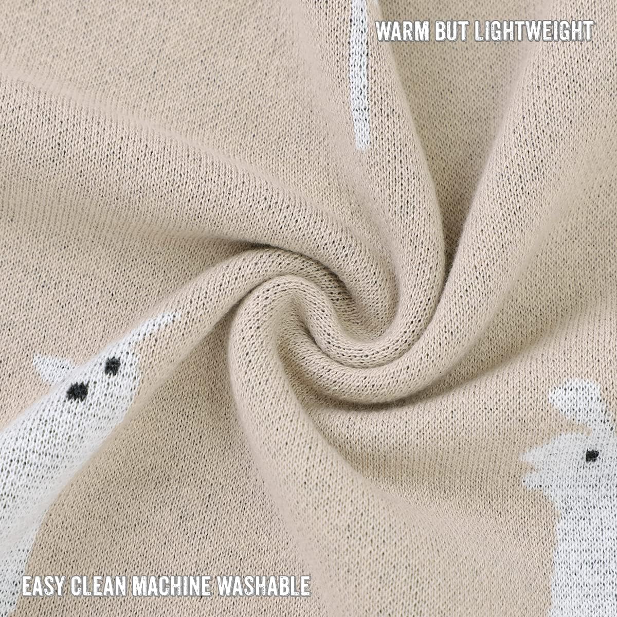 Bleu La La Cozy Llama Pattern Swaddling Blanket