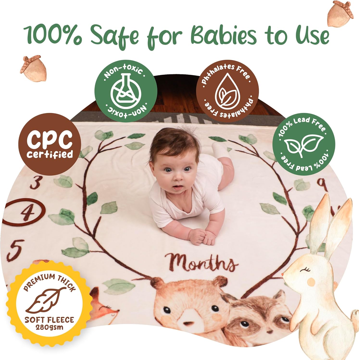 KooKooBaby Monthly Milestone Blanket 47x47