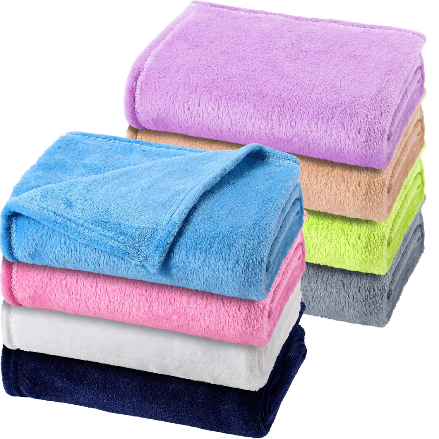 8 Pcs Fuzzy Plush Baby Blankets for Crib and Stroller