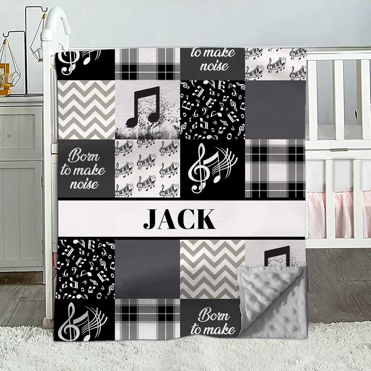 Custom Name Baby Blanket with Minky Dot Pattern 1