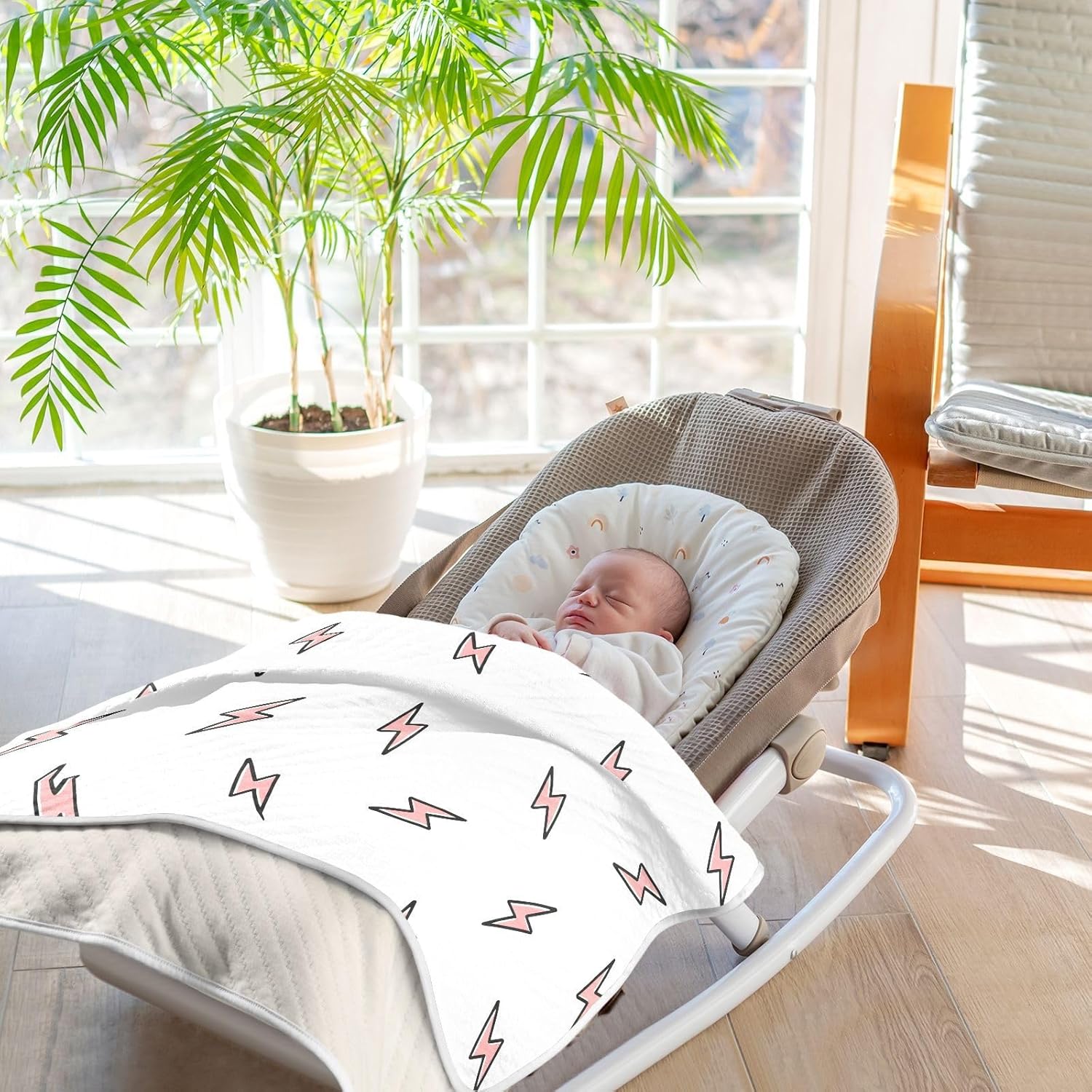 Pink Lightning Bolt Baby Swaddle Blanket for Boys and Girls