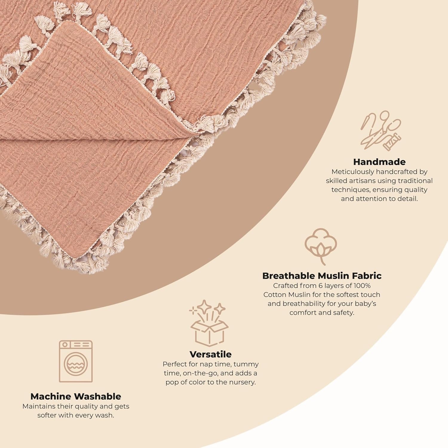Crane Baby 6-Layer Muslin Swaddle Blanket Copper 30 X 40