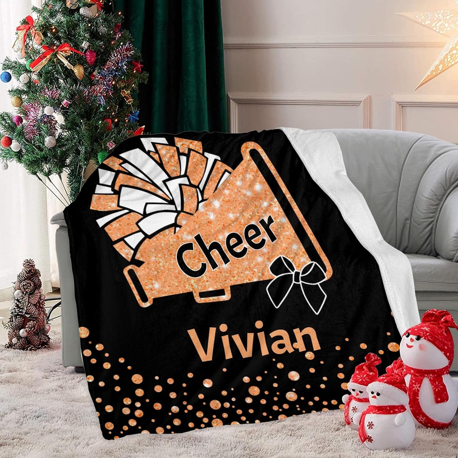 Custom Blanket with Name Cheerleaders Orange 30x40inch Swaddling Blanket