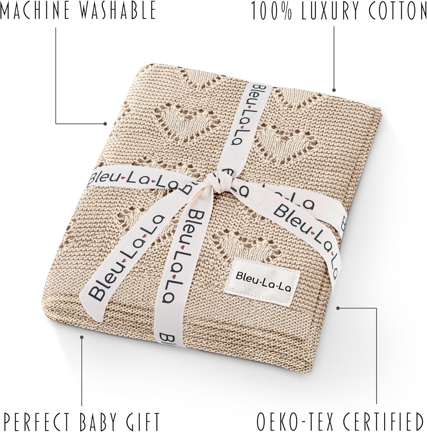 Luxury Cotton Heart Swaddle Blanket for Newborns