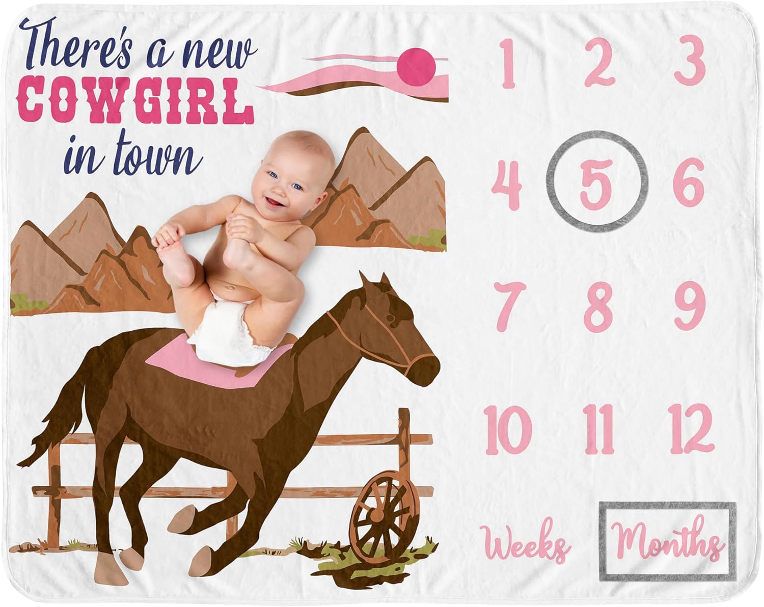 Sweet Jojo Designs Western Cowgirl Baby Milestone Blanket Set