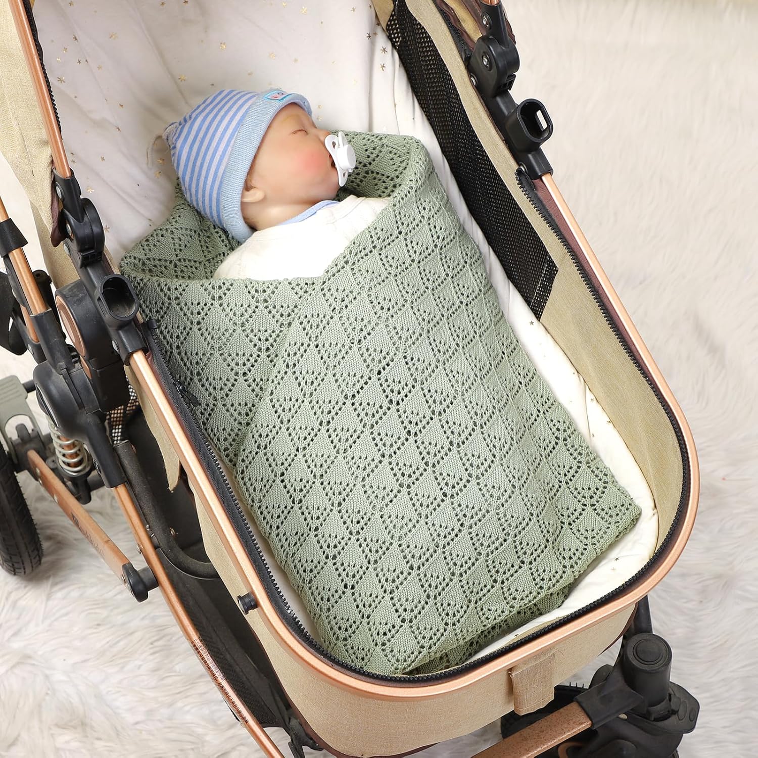 Neiwech 40x30 Inch Cotton Swaddle Blanket for Newborns