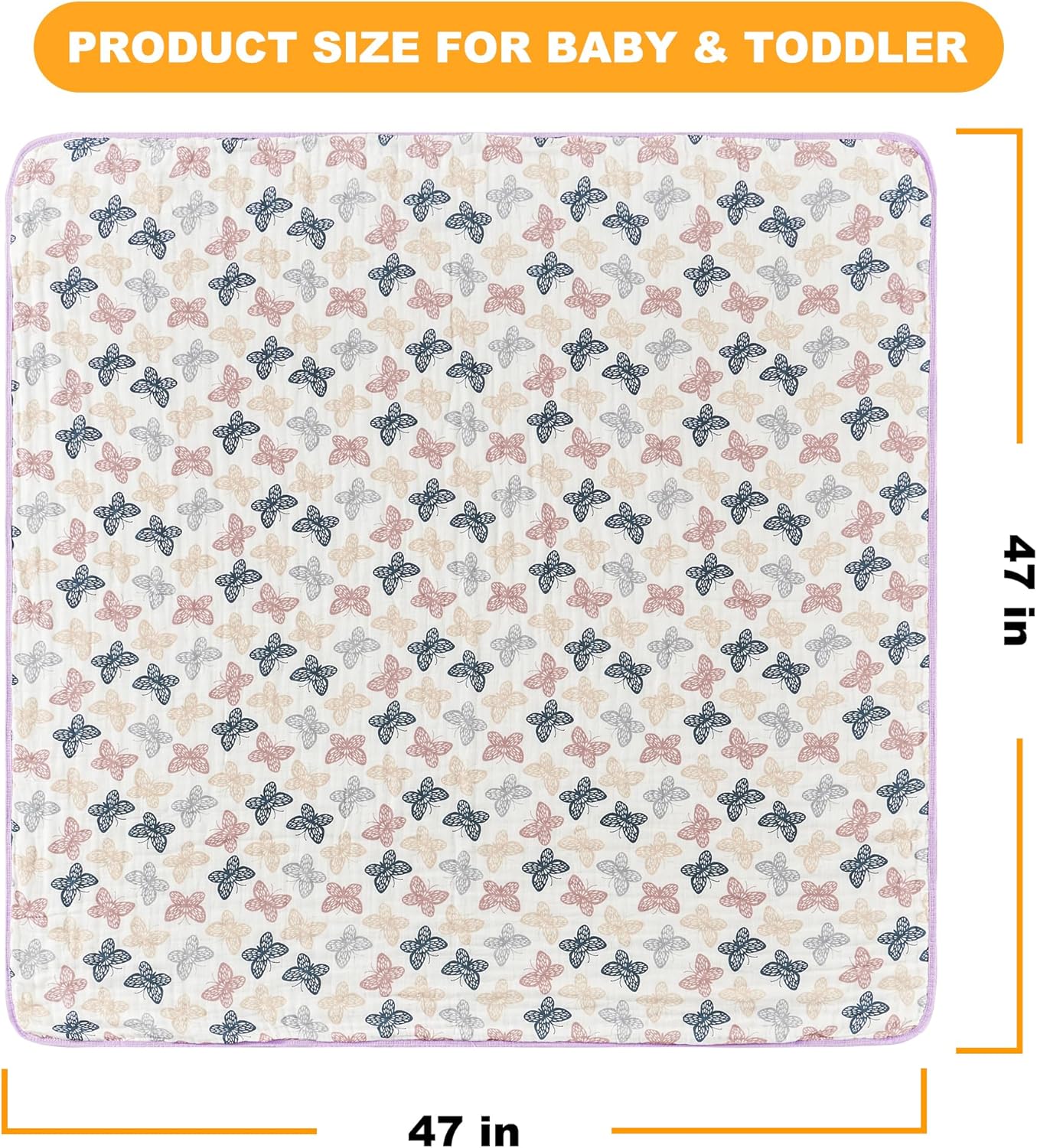 ZPECC 47x47 Inches Thicker Muslin Toddler Blanket