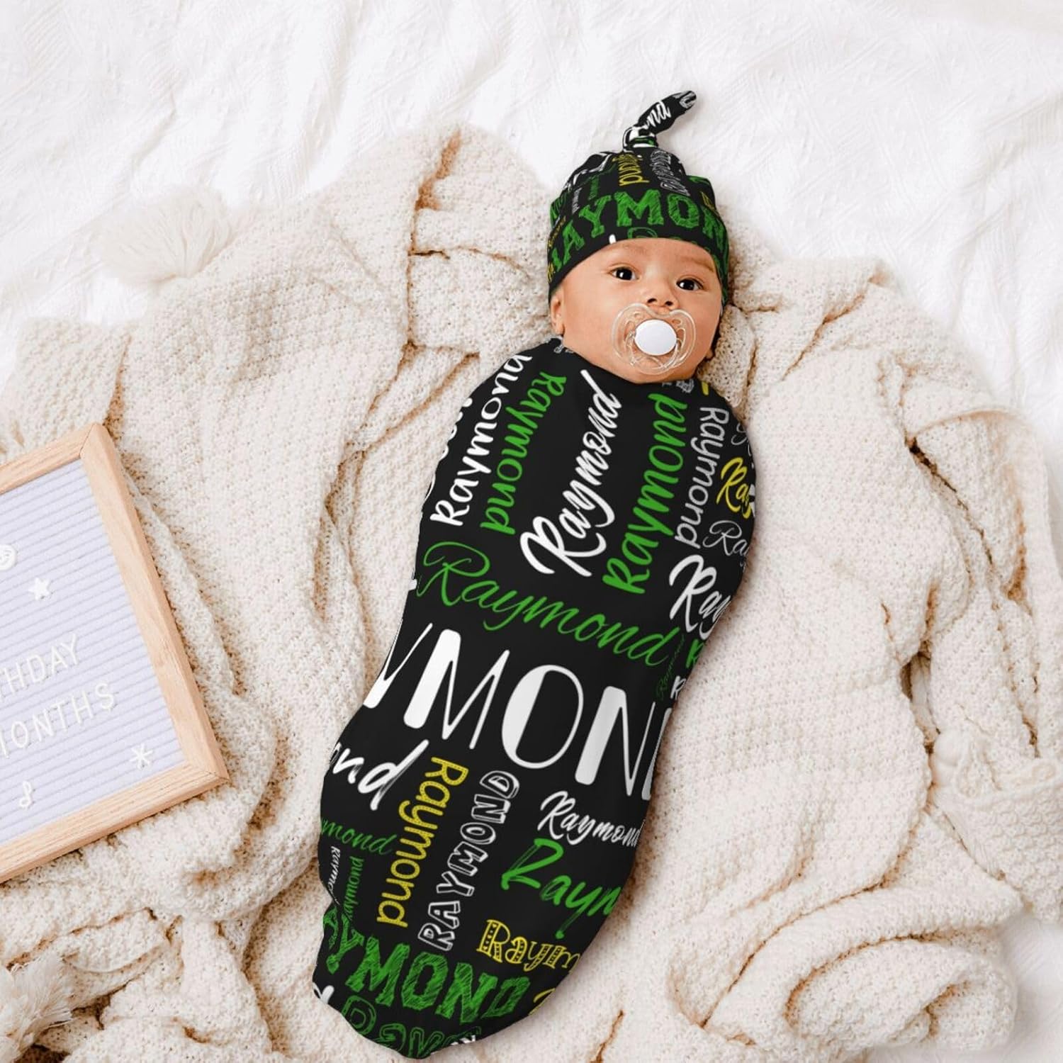 Personalized Name Swaddle Set for Baby Girl or Boy