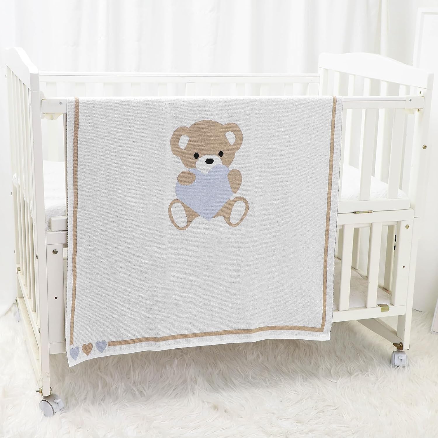 LAWKUL Baby Blanket Adorable Bear 40x30in Soft Swaddle