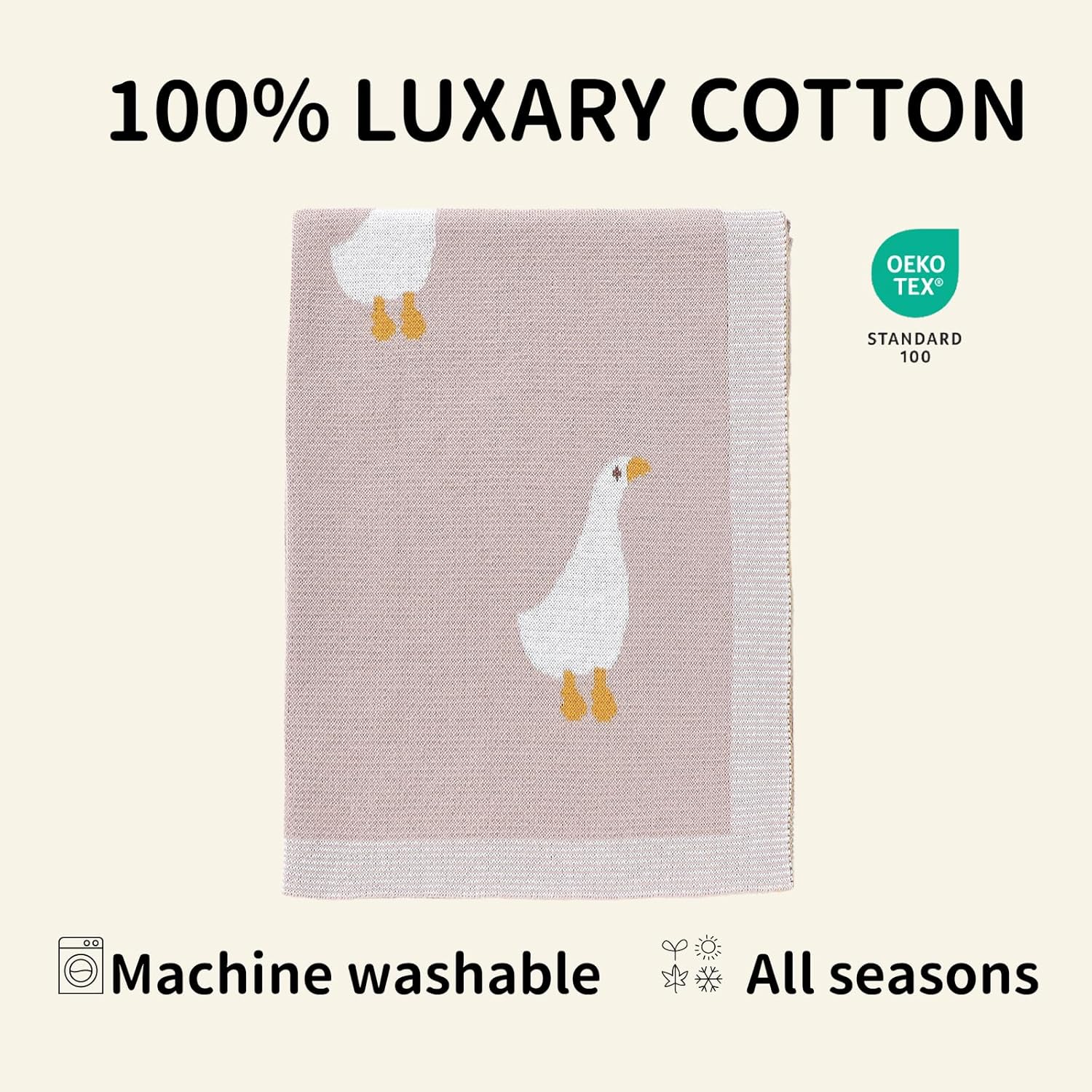 Mimixiong Soft Cotton Baby Blanket with Cute Goose