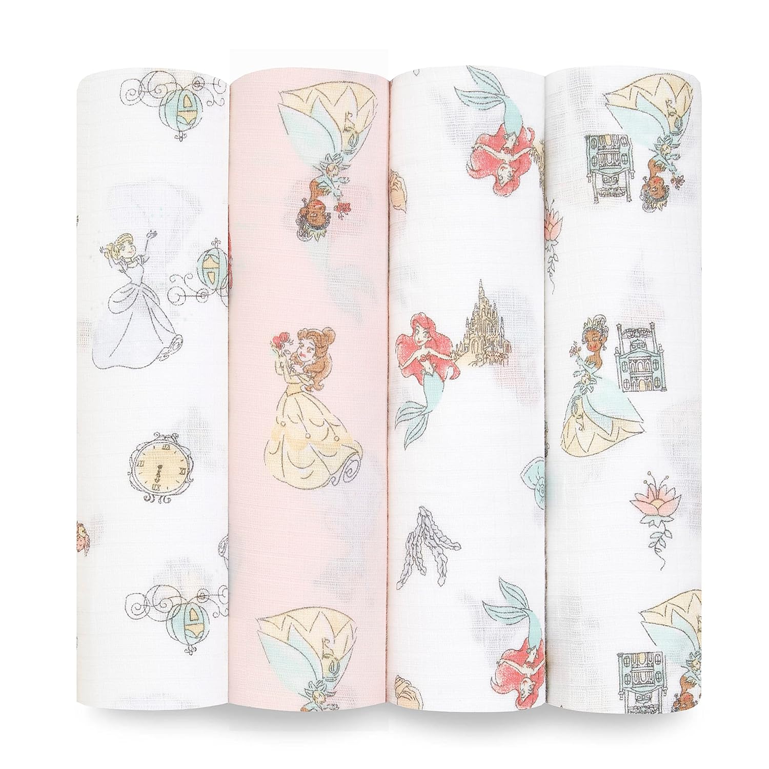 aden anais Disney Princess Muslin Swaddle Blankets 4 Pack