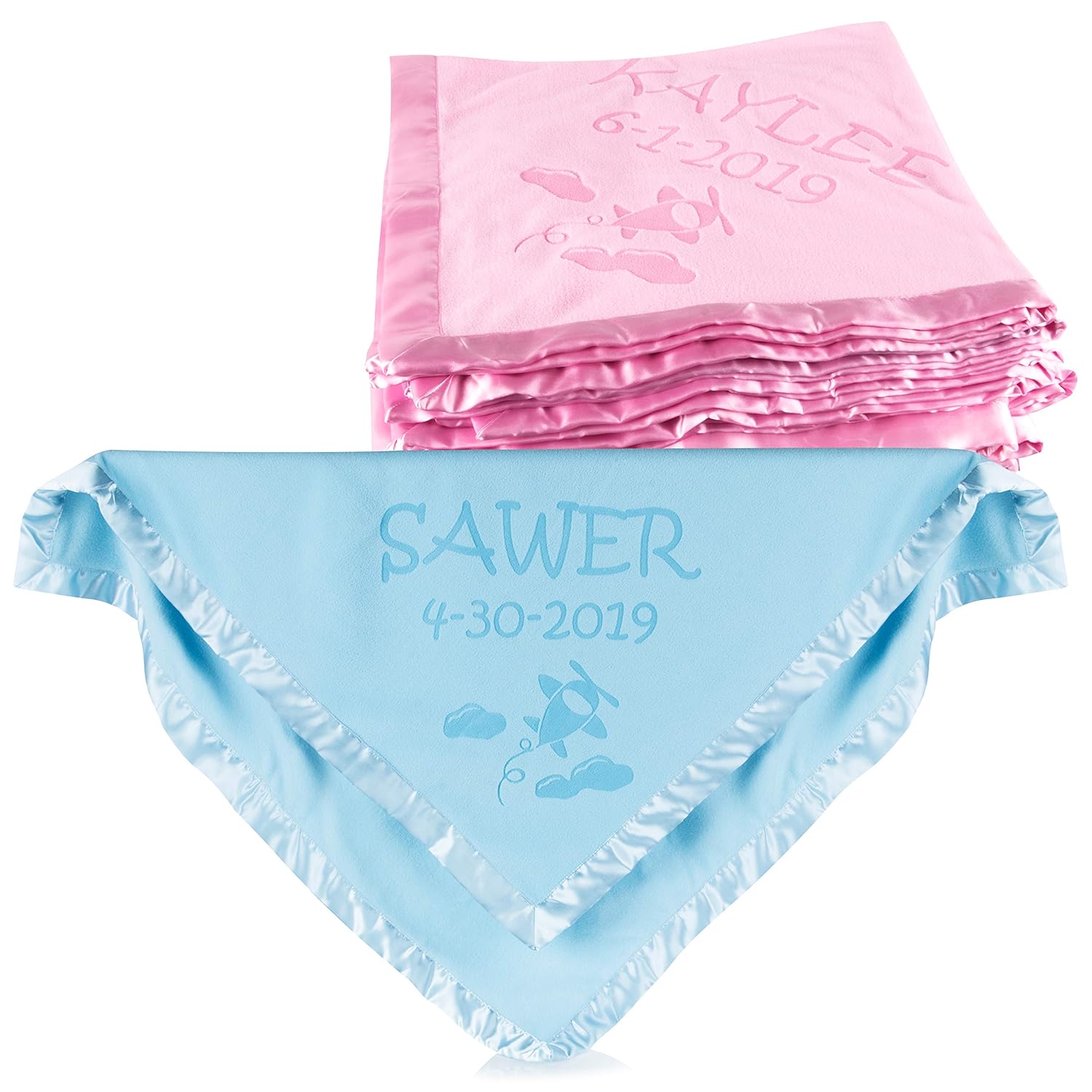 Custom Catch Personalized Baby Blanket - Blue or Pink 1