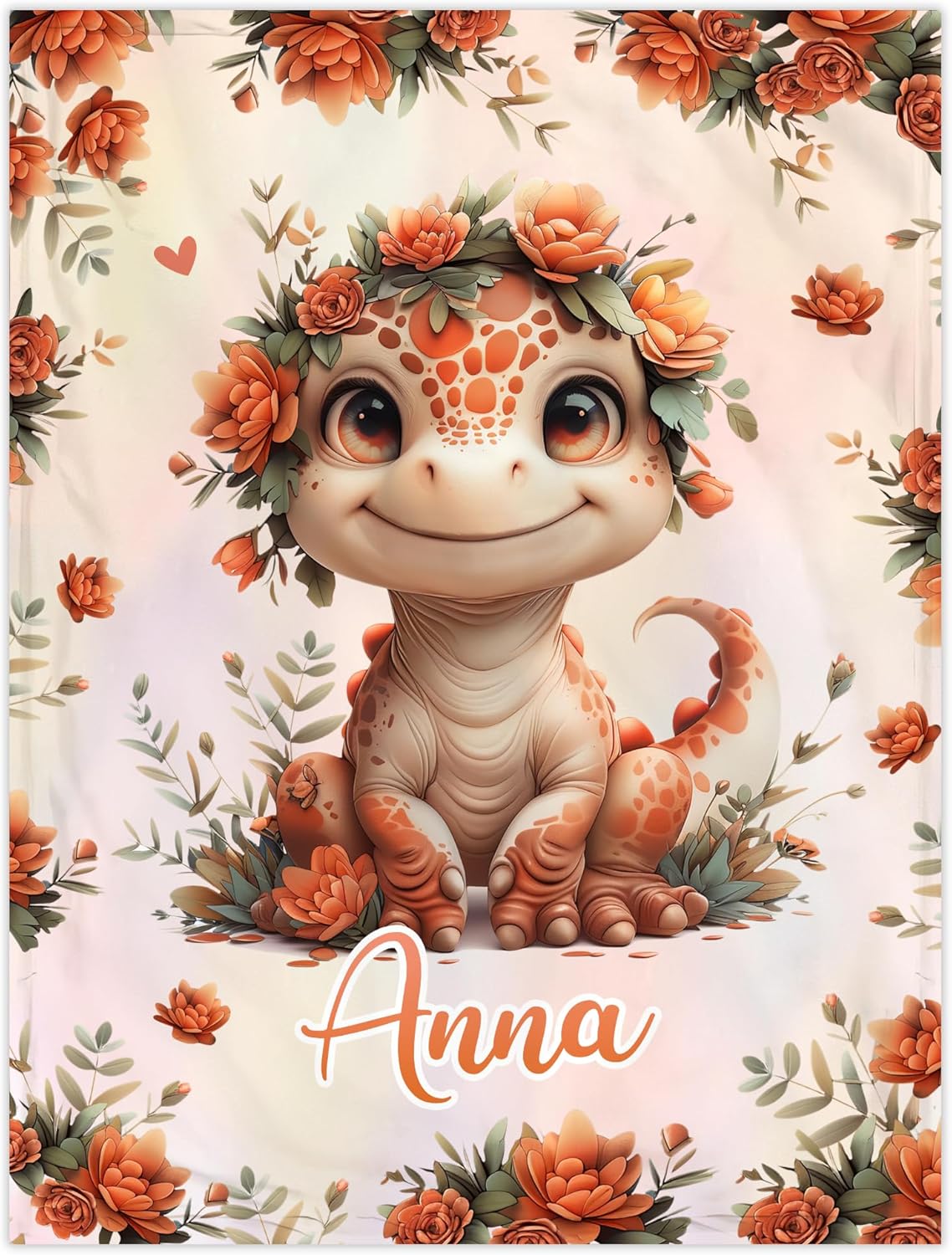 Hyturtle Personalized Dinosaur Baby Blanket - Cozy Plush Gift for Newborn