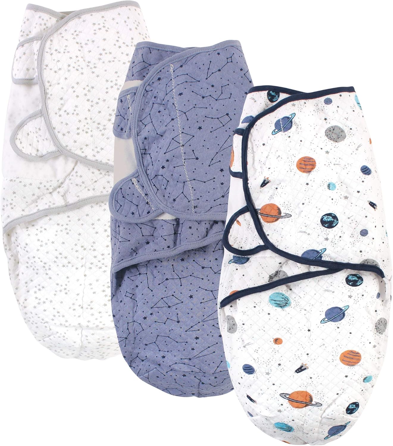 Hudson Baby 3pk Swaddle Wrap Quilted Cotton