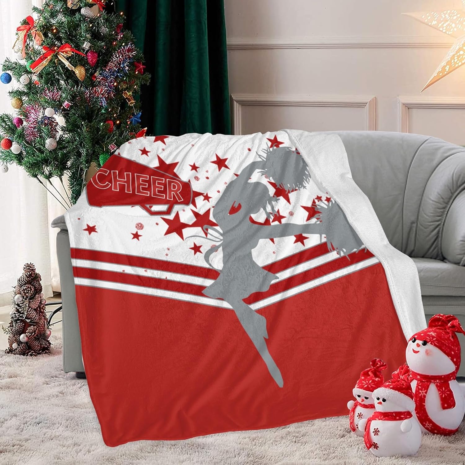 Custom Blanket with Name Text Cheer Star Red 30X40inch Swaddling Blanket