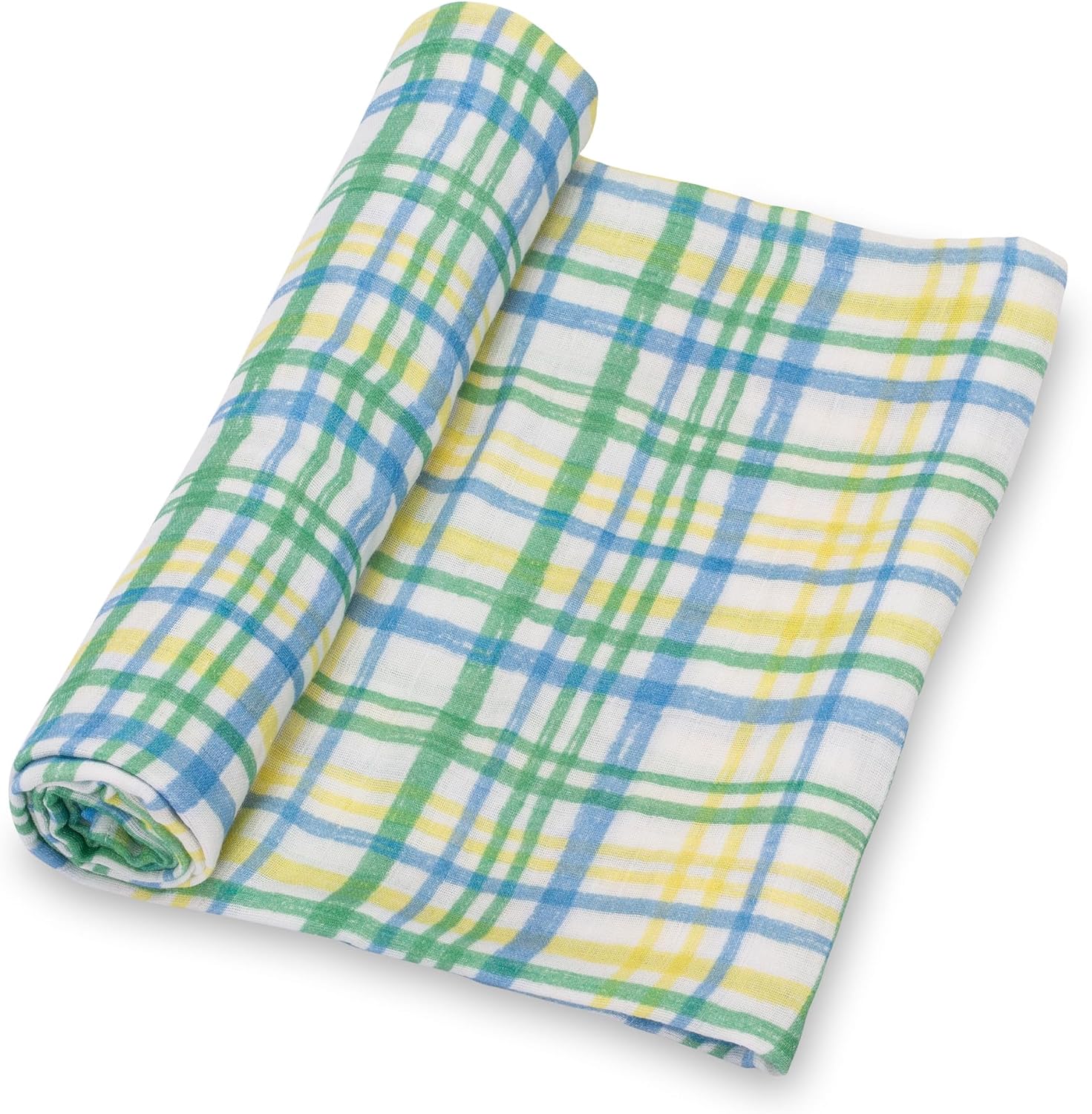 LollyBanks Swaddle Blanket 100 Cotton 47x47 Inches Plaid Print