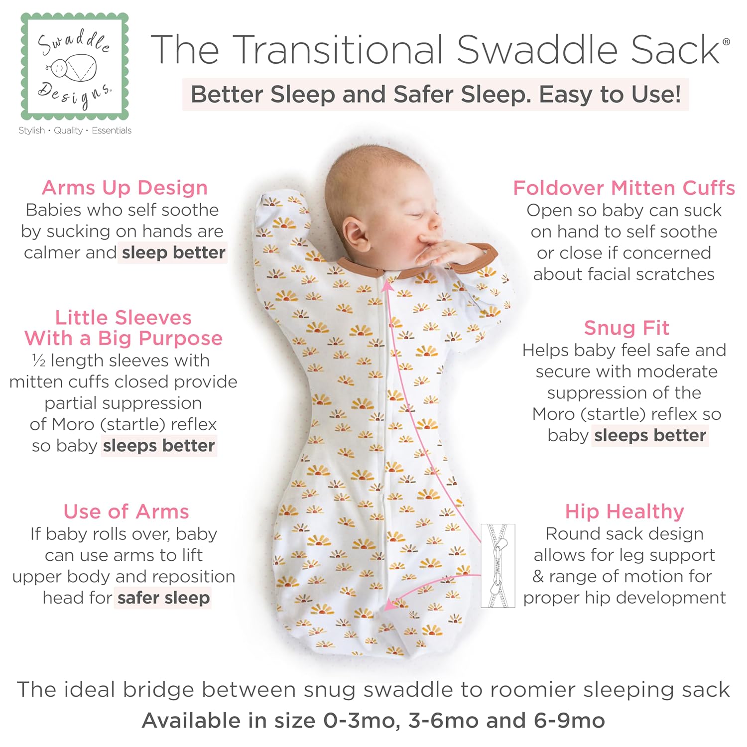 SwaddleDesigns Transitional Swaddle Sack for Newborns