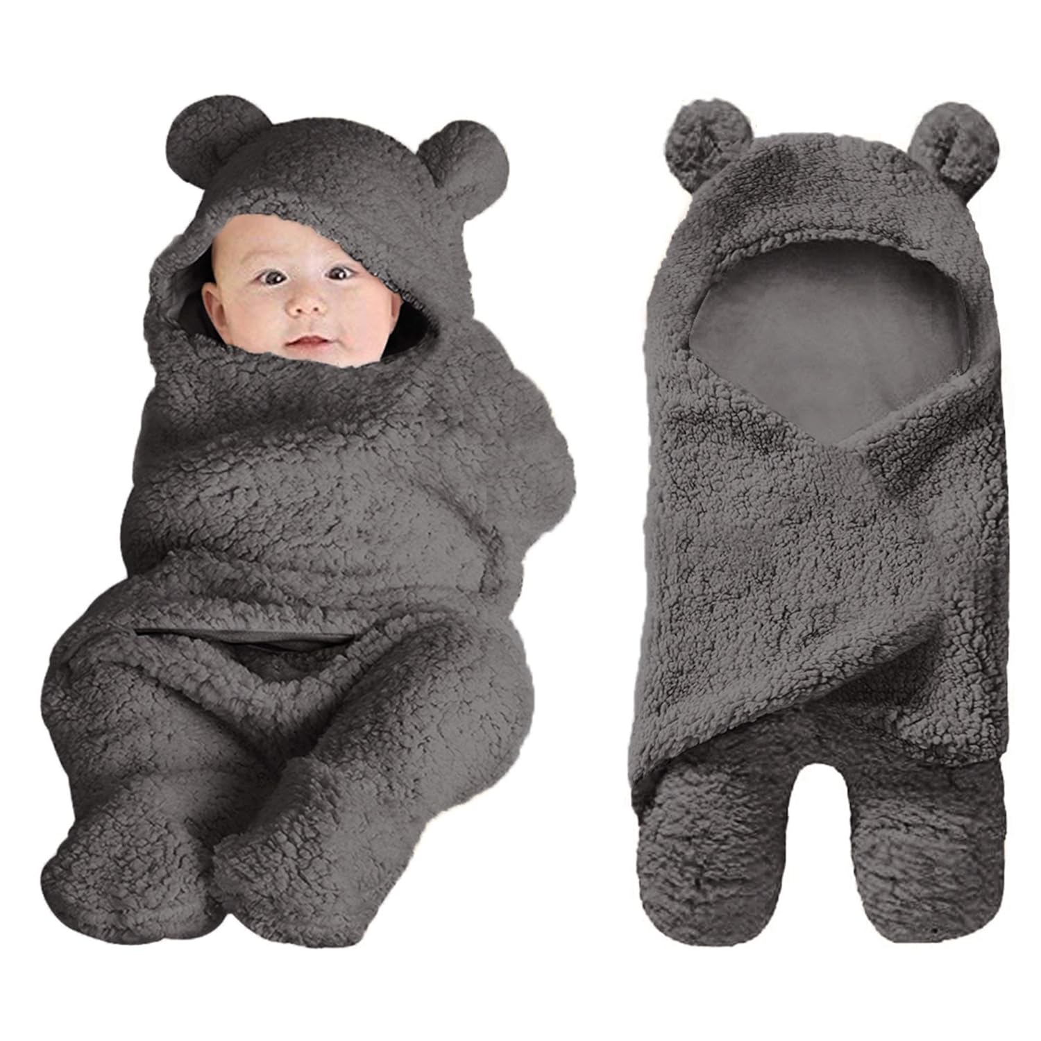 XMWEALTHY Soft Hooded Baby Swaddle Blanket for Newborns
