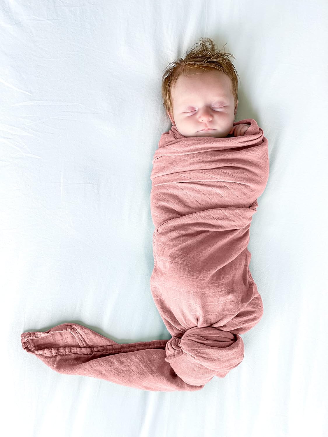 Premium Swaddle Blanket - Bamboo Viscose Organic Cotton 47 Inches Dusty Rose