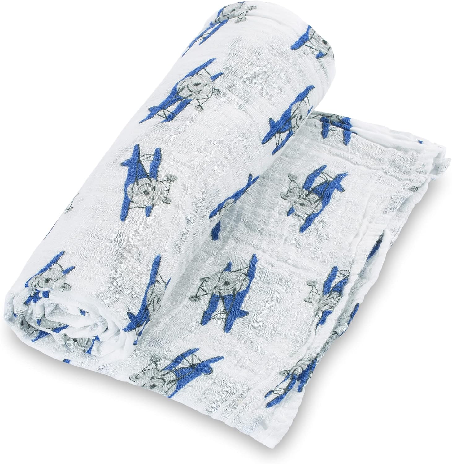 LollyBanks Muslin Swaddle Blanket - Airplane Print
