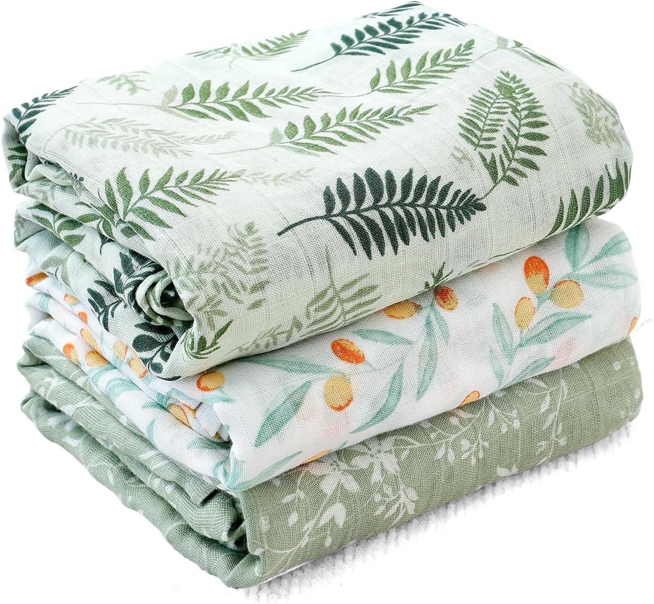 CoolaPeach 3 Pack Muslin Swaddle Blankets for Baby Boys and Girls