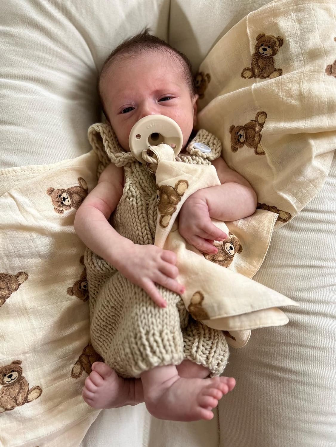 AliOli Security Blanket - 15x15 Teddy Bear Pacifier Holder