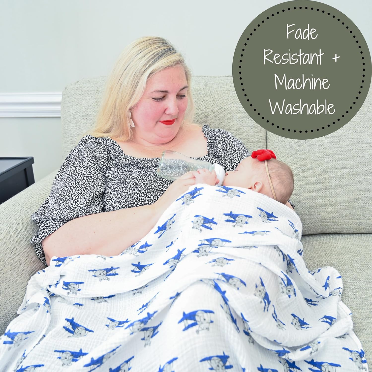 LollyBanks Muslin Swaddle Blanket - Airplane Print