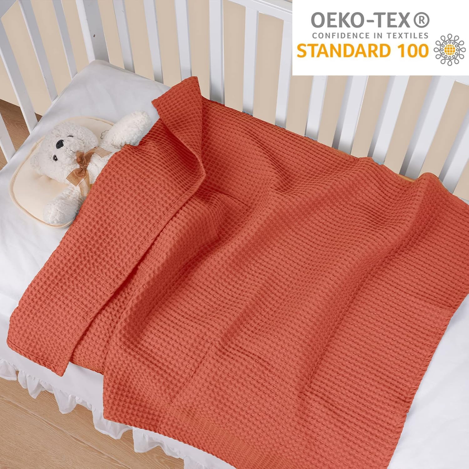 PHF 100 Cotton Baby Waffle Blanket - 30x40 Bright Orange