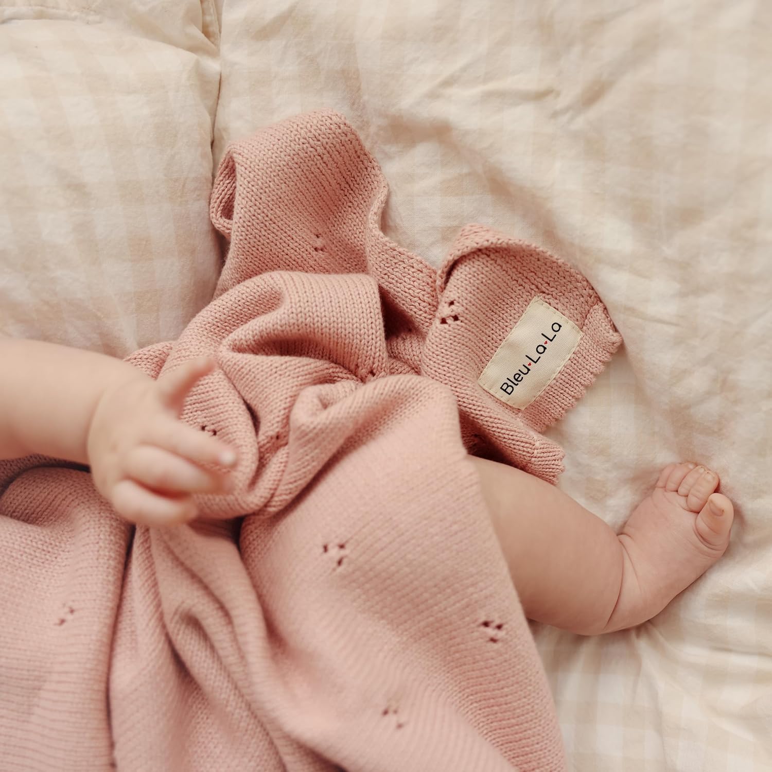Bleu La La Organic Pointelle Swaddle Blanket for Girls 1