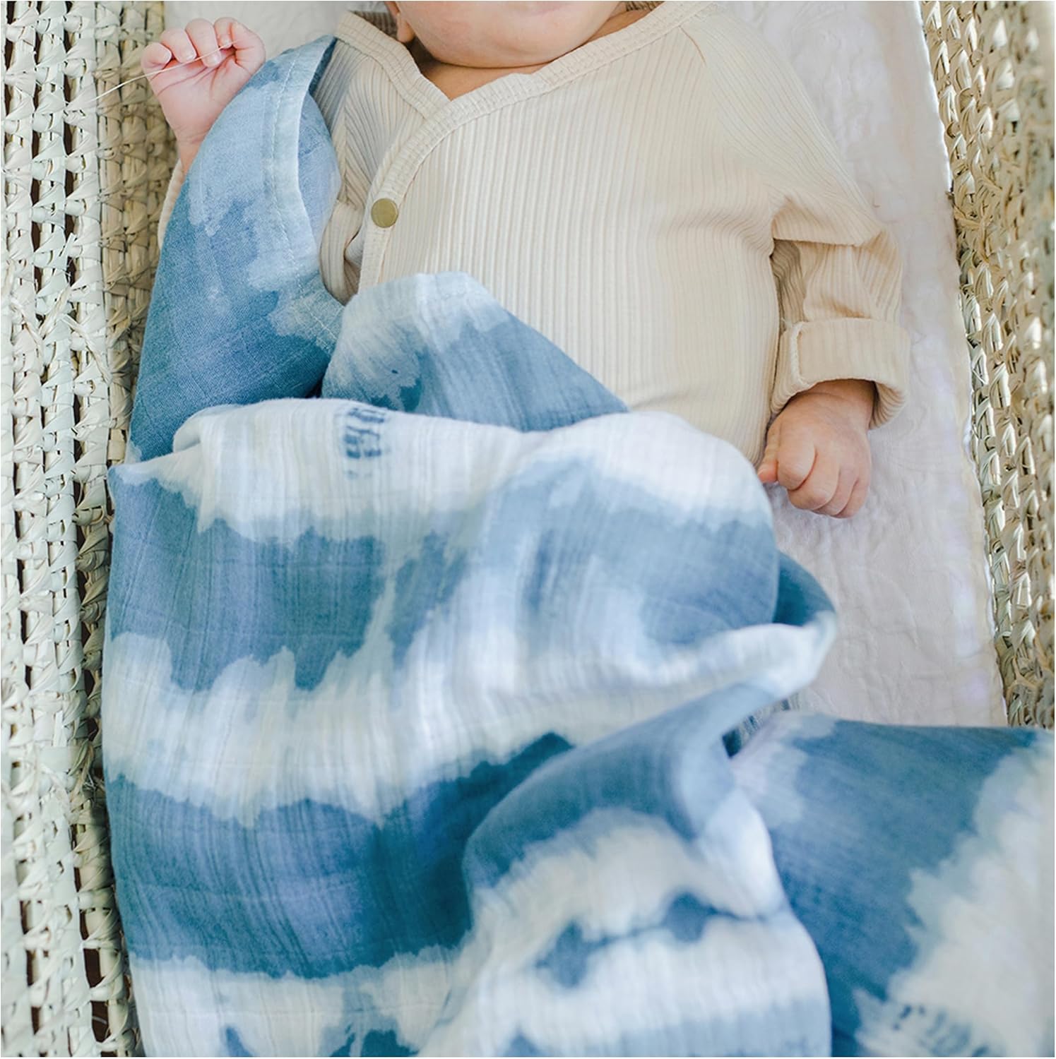 Crane Baby Muslin Swaddle Blanket - Caspian Ocean Set of 2