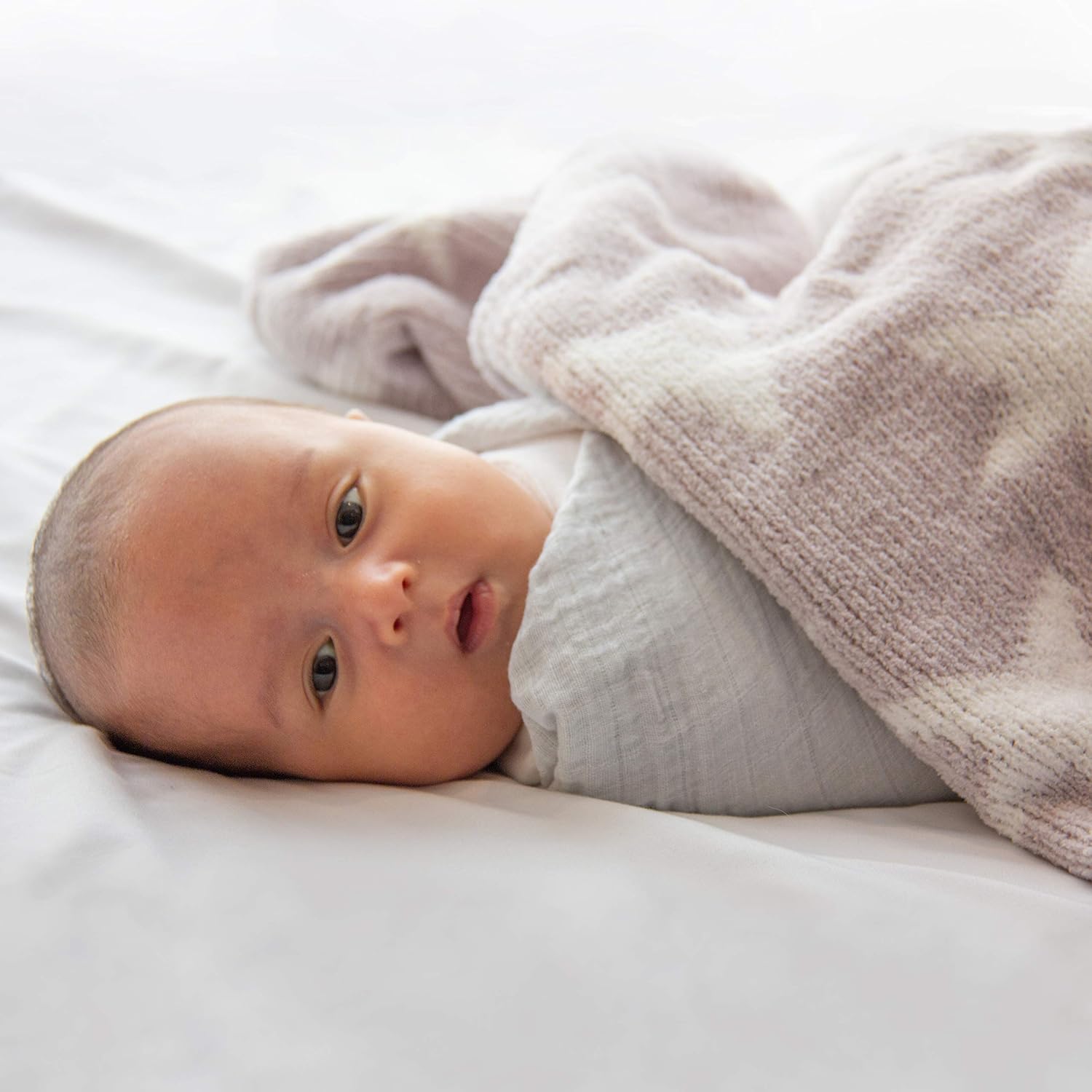 Living Textiles Grey Stars Chenille Baby Blanket Reversible