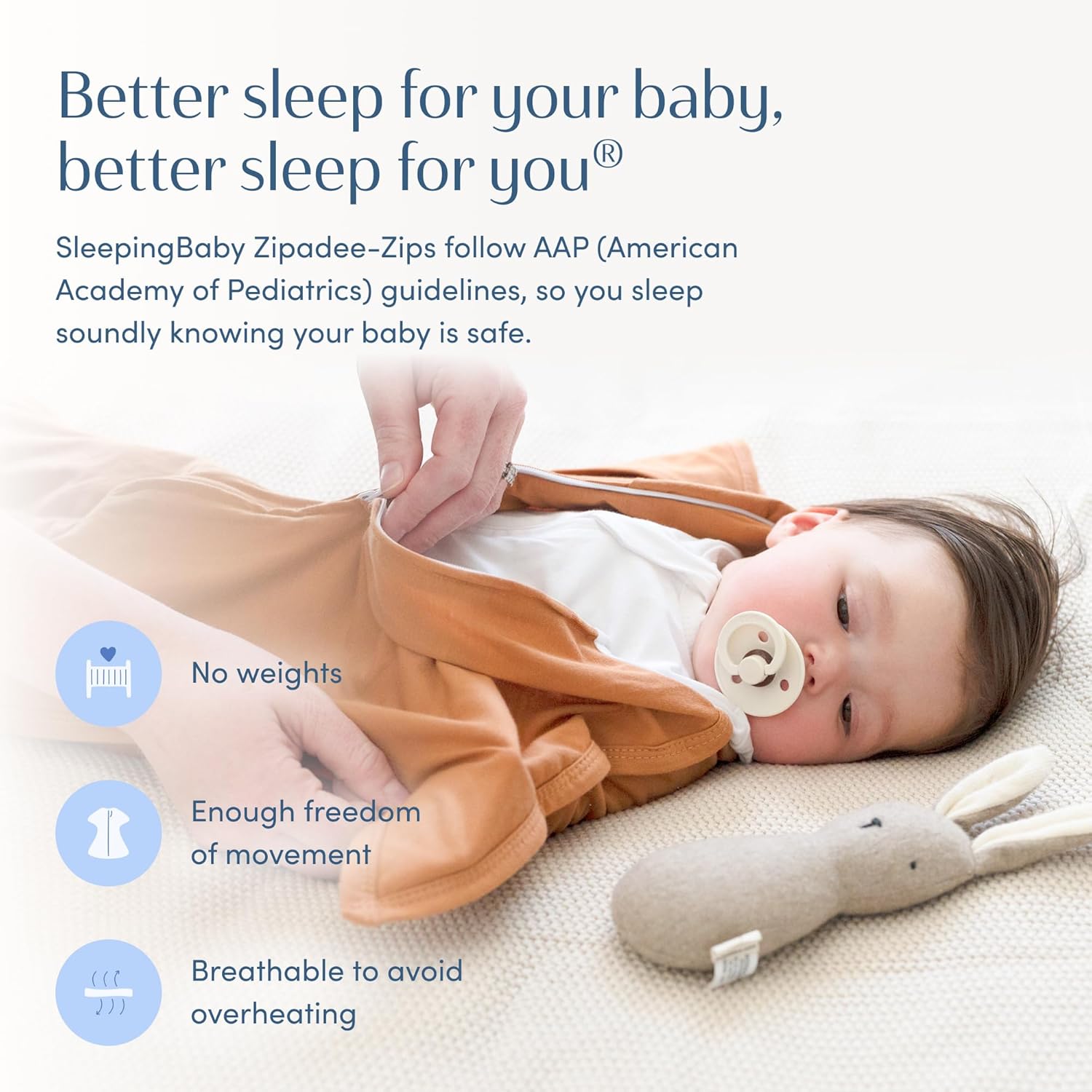 SleepingBaby Zipadee-Zip Transition Swaddle - Cozy Easy Diaper Changes Starfish Design