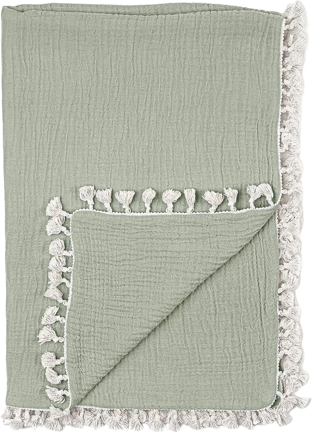 Crane Baby 6-Layer Green Muslin Blanket 30 x 40