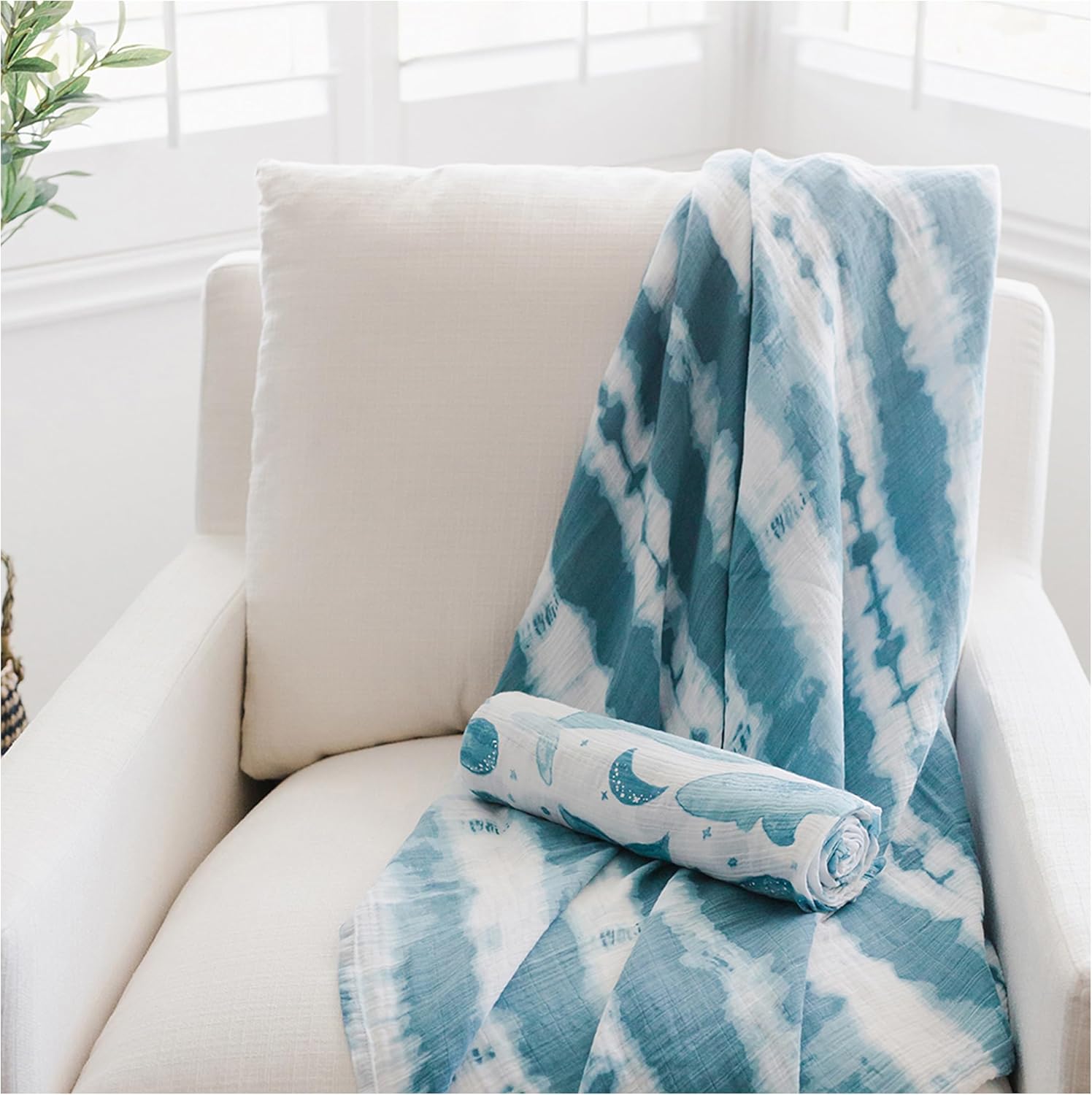 Crane Baby Muslin Swaddle Blanket - Caspian Ocean Set of 2