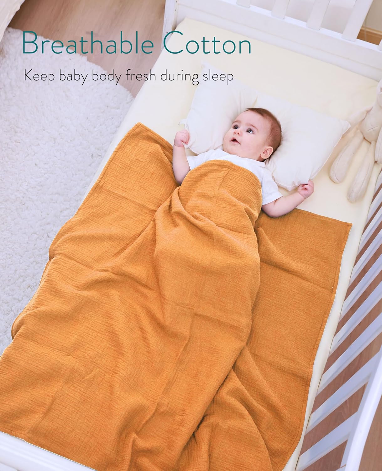 Mom Beebi Muslin Baby Blanket 37x37 Camel