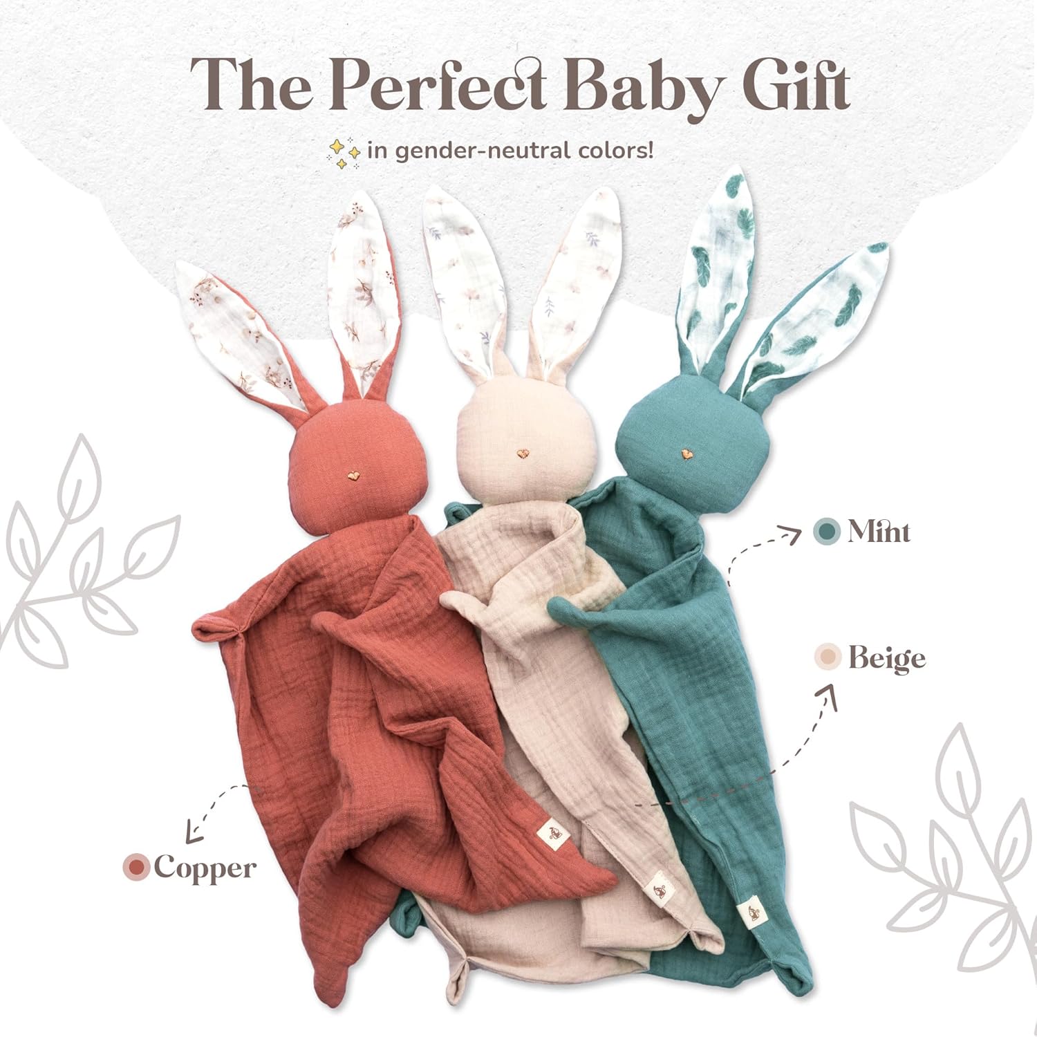 Mikito Organic Cotton Baby Muslin Lovey Bunny