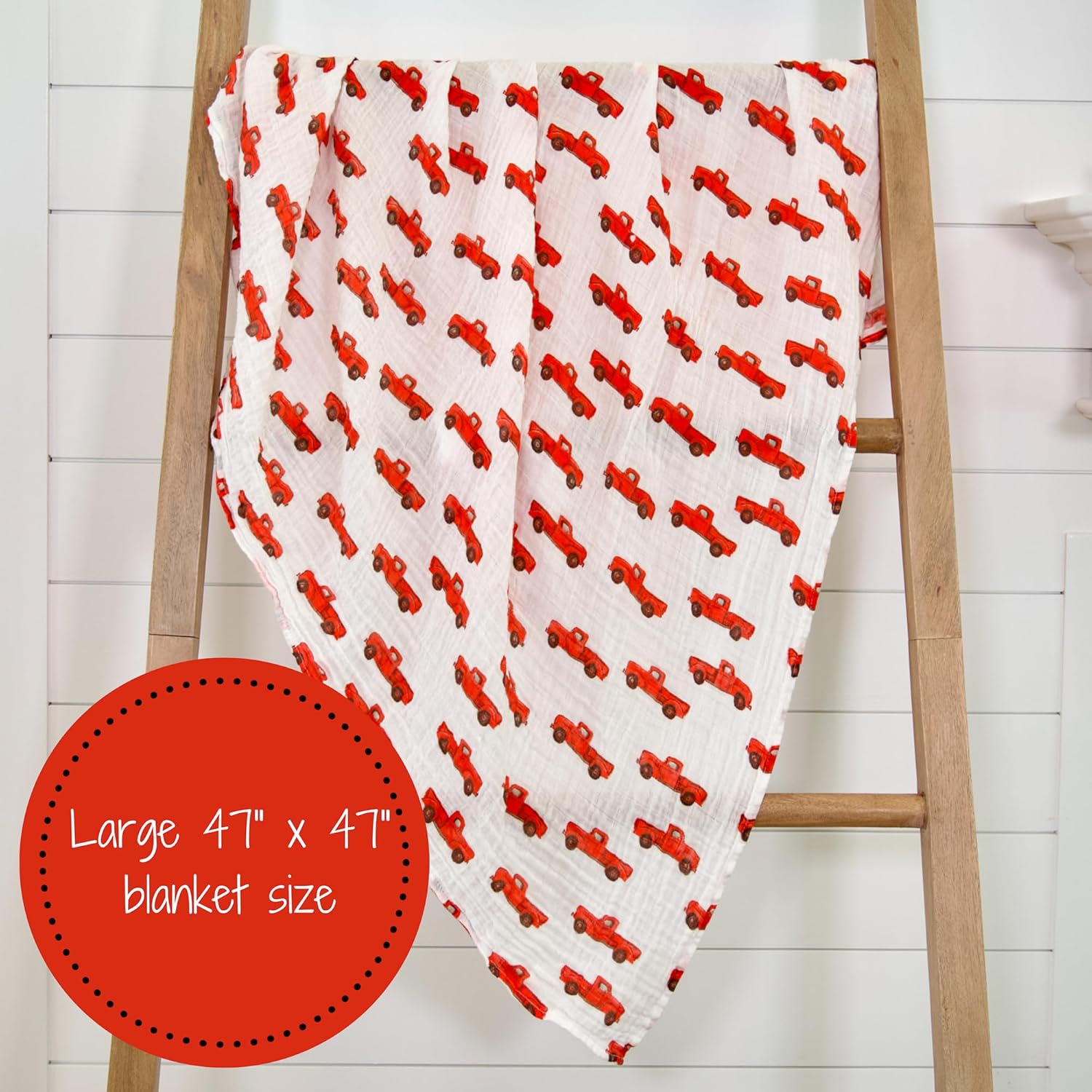 LollyBanks Truck Print Muslin Swaddle Blanket Set