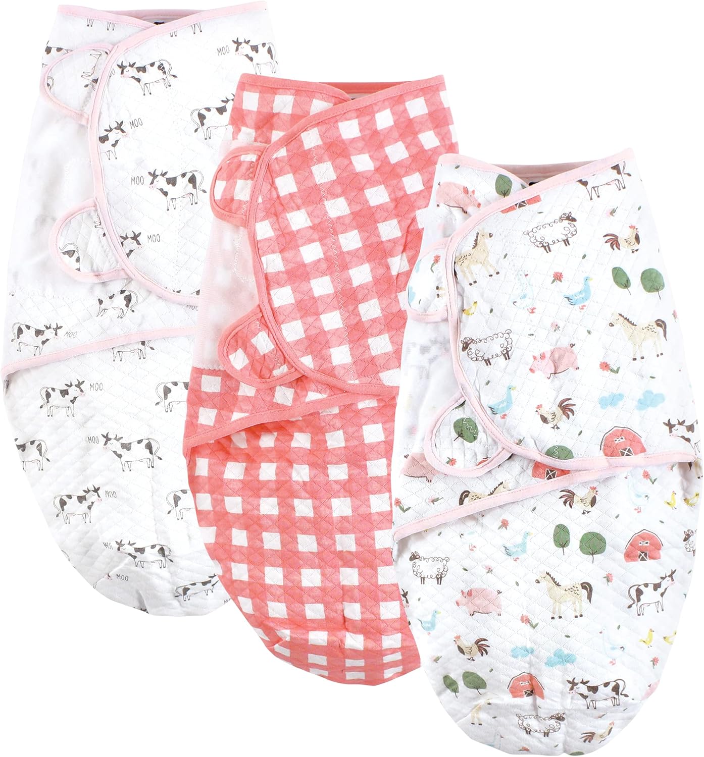 Hudson Baby Unisex Swaddle Wrap 3pk Farm Animals